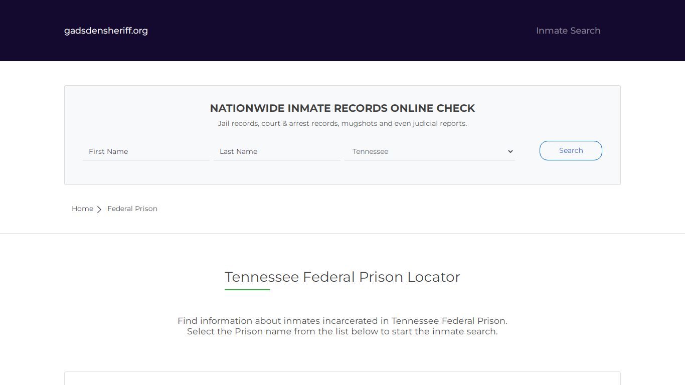 Tennessee Federal Prison Inmate Search | Free Inmate Lookup